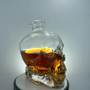 Skull glass spirit bottle