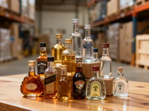 Concept de vente au détail et de vente en gros dans les bouteilles de spiritueux